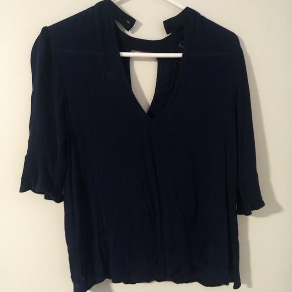 Blue Rain Embroidered Top, Size Small, Navy Blue - Picture 2 of 8